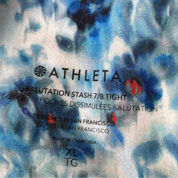 Athleta Salutation Stash pocket leggings tights opaline floral blue 47285 - Picture 7 of 12
